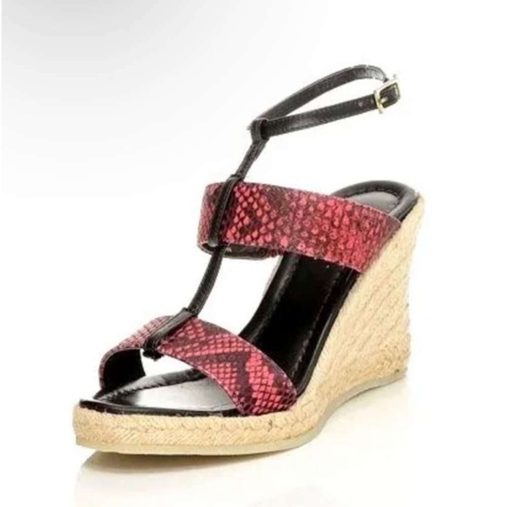 Furla Laila Red Snakeskin Espadrilles Wedge Heeled Open Toe sandals